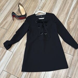 English Factory Black Lace Up Dress
